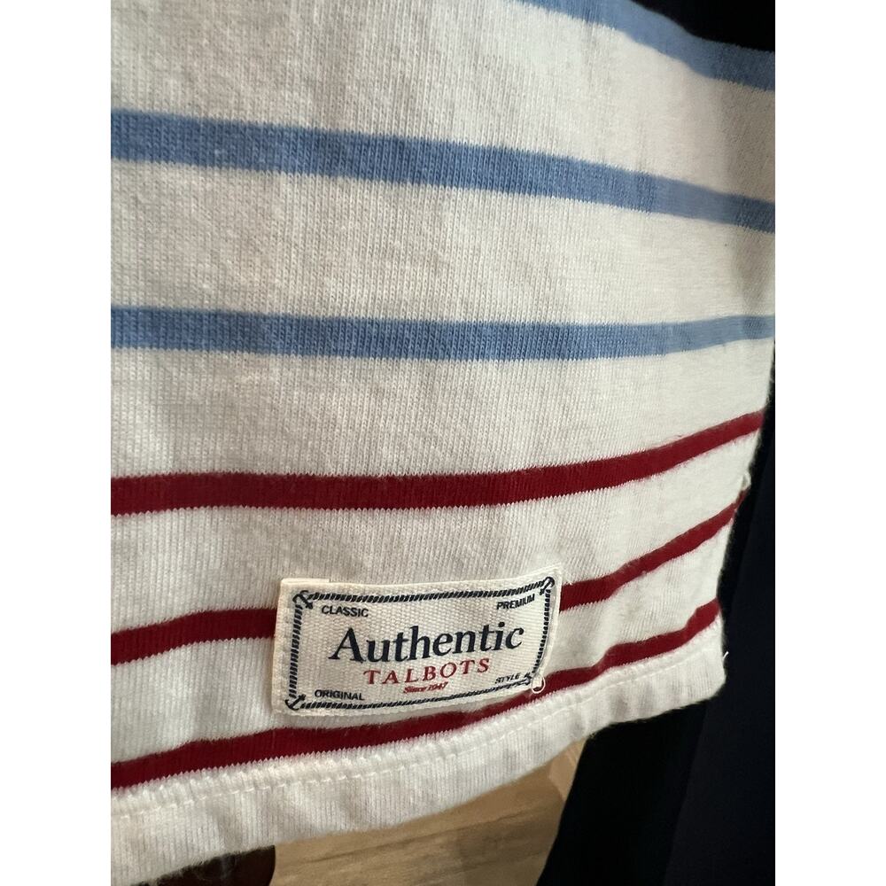 TALBOTS Top Womens Large Red White & Blue‎ Striped Colorblock Nautical Timeless - Picture 3 of 9